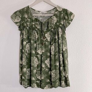 In Loom Olive Green Floral Top S